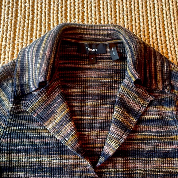 Theory slim fit polo neck button up shirt sz petite - Picture 7 of 13